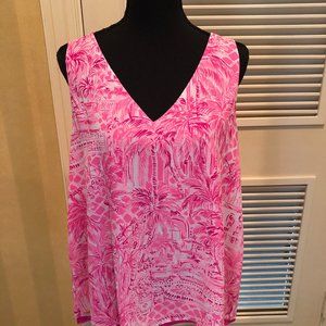 Lilly Pulitzer Sleeveless Reversible Florin Top Pink XL